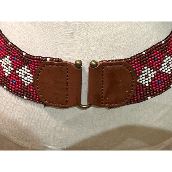 Treska Hand Beaded and Faux Leather Stretchy Belt - Picture 3 of 5
